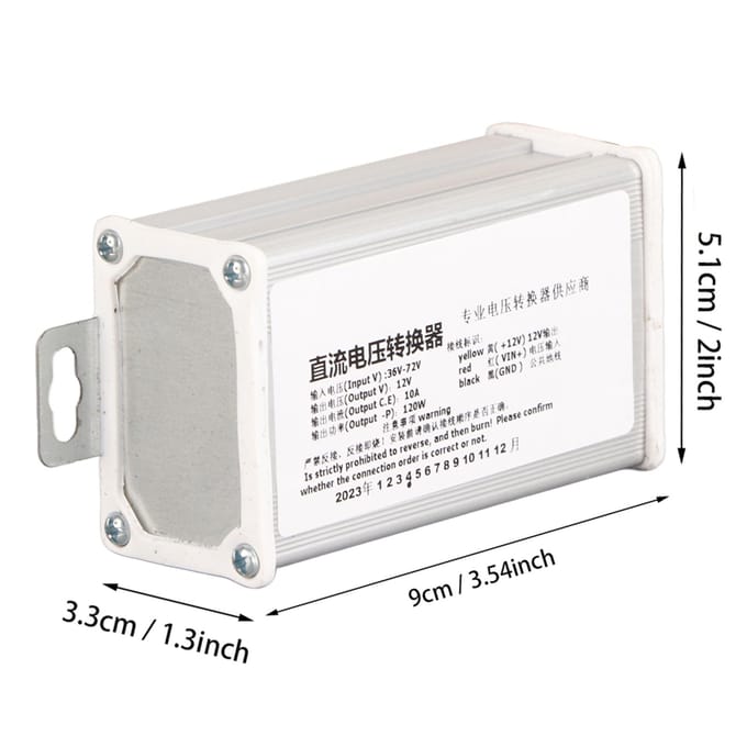 DC 36V?72V naar 12V 10A 120W Omvormer Adapter Transformator Voor Elektrische Scooter white