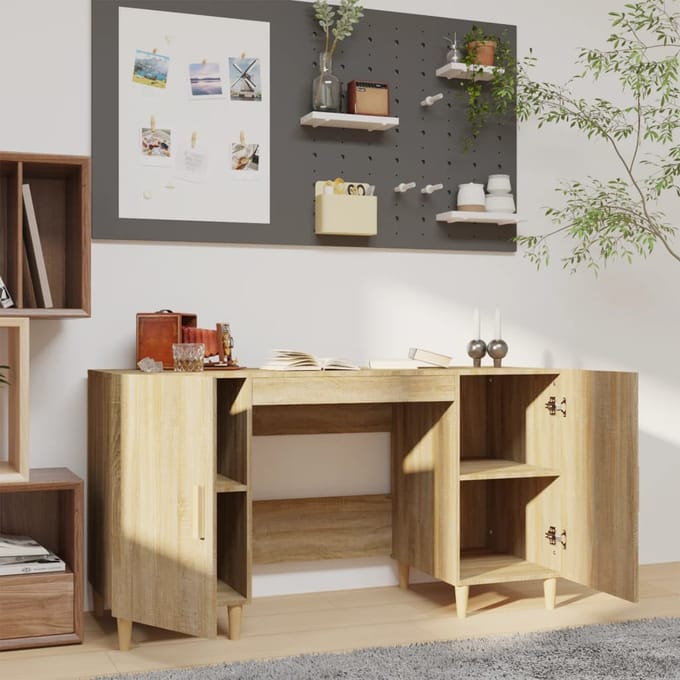 vidaXL - Bureau - 140x50x75 - cm - bewerkt - hout - sonoma - eikenkleurig