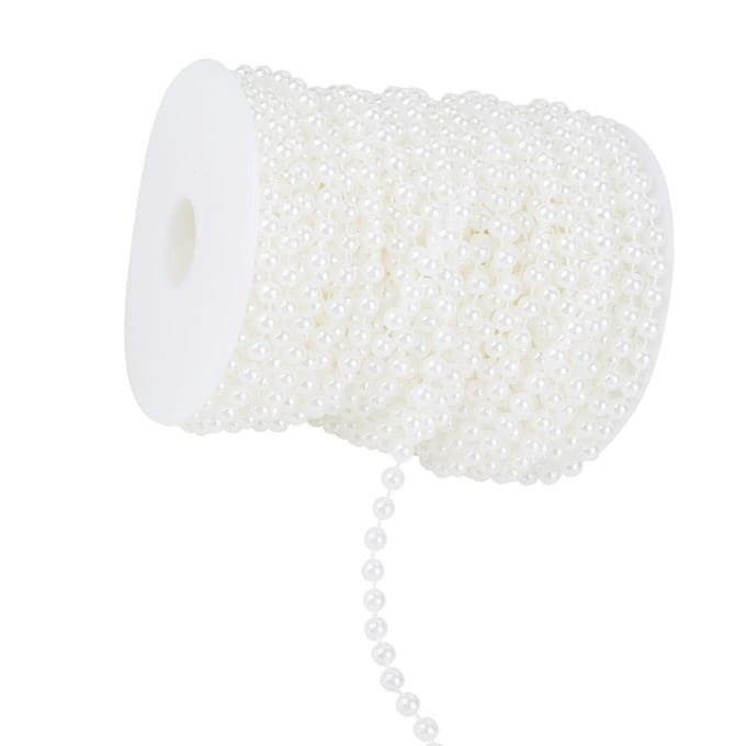 25m/rol Schuurparel Draad Kralen Slingersnoer DIY Bruiloftsdecoratie 6mm(wit) wit