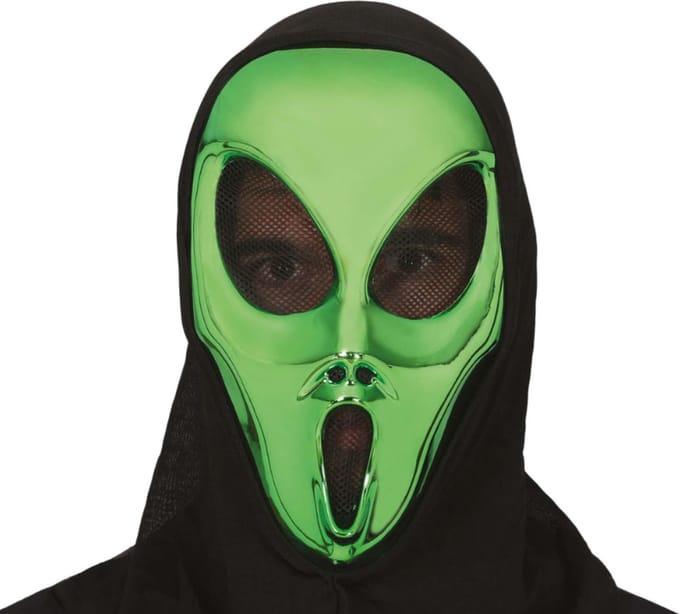 Fiestas Guirca - Gezichtsmasker alien met kap