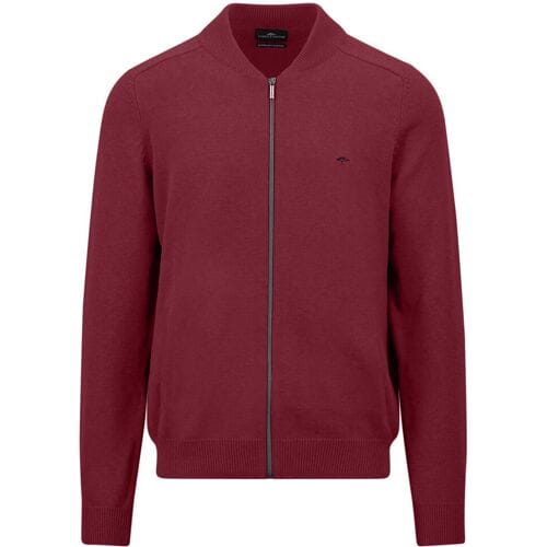 Fynch-Hatton Vest Supersoft Cotton Cardigan College Collar Ruby Red / male