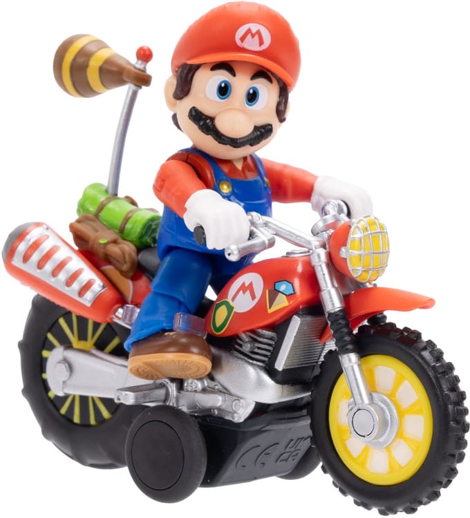 Jakks Pacific The Super Mario Galaxy Movie Action Figure met Pull Back Motorcycle Mario 6 cm Action Figuur