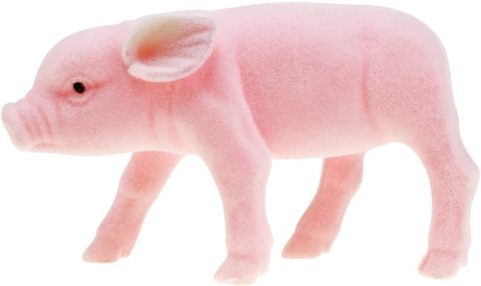 Geluksvarken roze geflockt 20cm 3st, 3 Stück