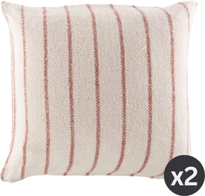 Tiseco - Kussen ALMA (gevuld) - SET/2 - gestreept - 45x45 cm, rood