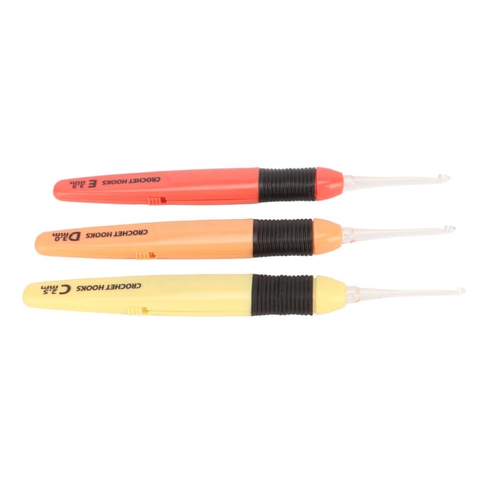 Ensemble de 3 Crochets de Crochet Lumineux 2,5 mm 3,0 mm 3,5 mm Léger Confortable LED Crochet Set pour DIY beige