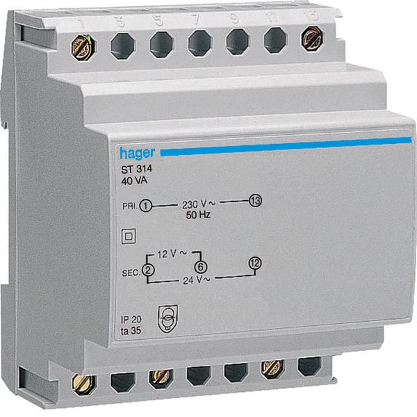 Hager Safety Transformer 40va 230v12-24v