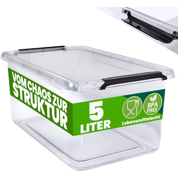DEUBA Opbergbox Set van 8 - 5l BPA Vrij Stapelbaar - 29,5x20x12cm