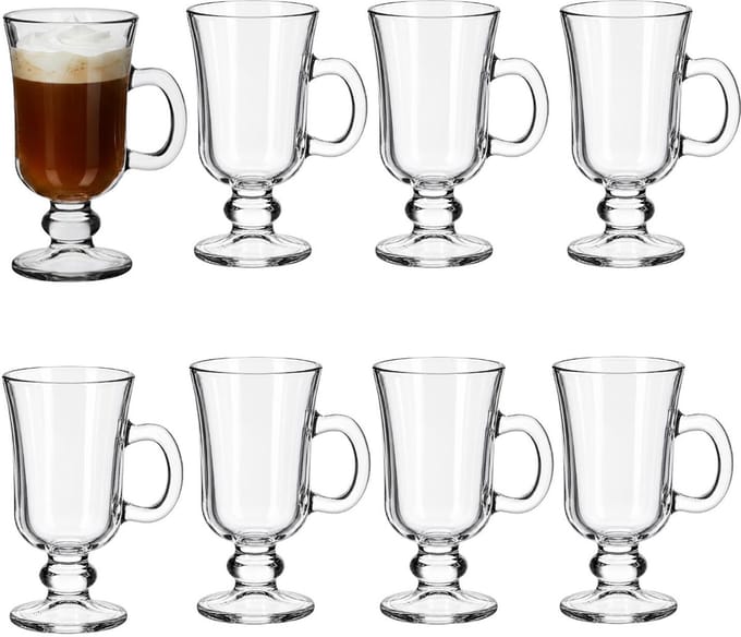Alessandro Irish Coffee glazen - latte - 8x stuks - 230 ml - glas - koffie glazen