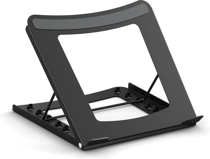 Worktrainer - Laptop Verhoger - Afm. 22,5 x 22.5 x 20 cm - Opvouwbaar - Zwart