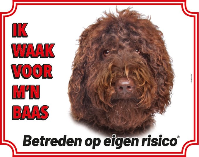 Labradoodle Waakbord - Ik waak voor mijn baas Bruin