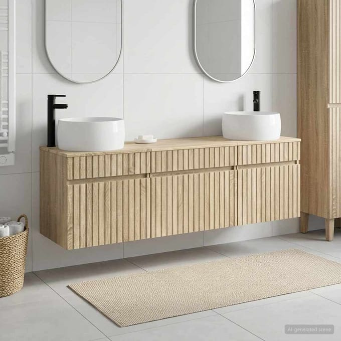 vidaXL - Badkamerkast - set - 3 - st - Sonoma - Eiken - 49 - x - 44,5 - x - 66 - cm