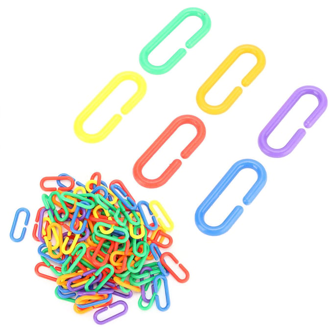 Plastic Ketting Vogel Speelgoed Plastic CClips Haken Kettelschakels Papegaai Educatief Vogel Kauwspeelgoed multi