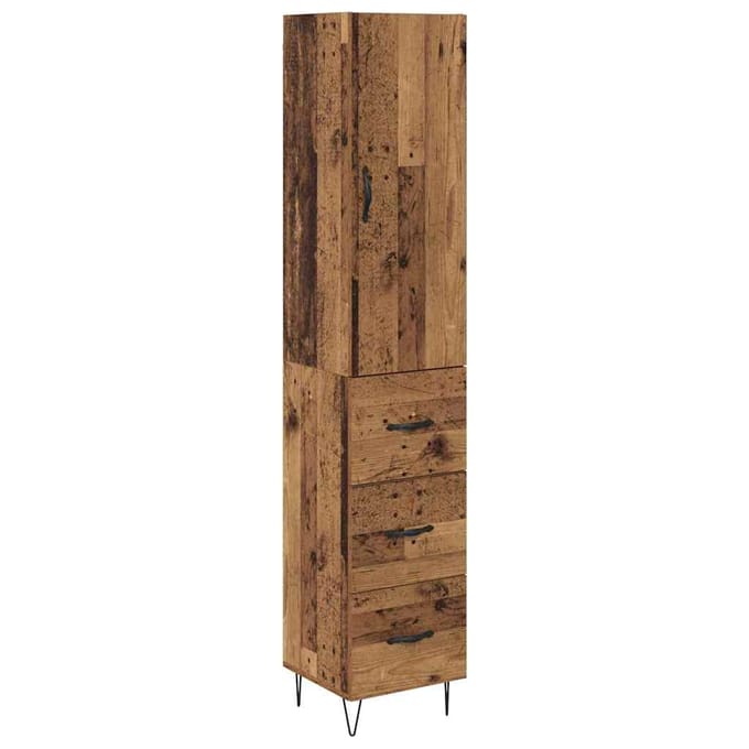 vidaXL Highboard Oud Hout 34,5 x 34 x 90 cm Bewerkt hout