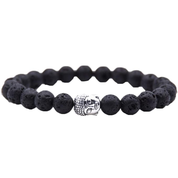 Mala armband van natuursteen – Lavasteen - buddha / boedha – 20 cm - Rhylane®