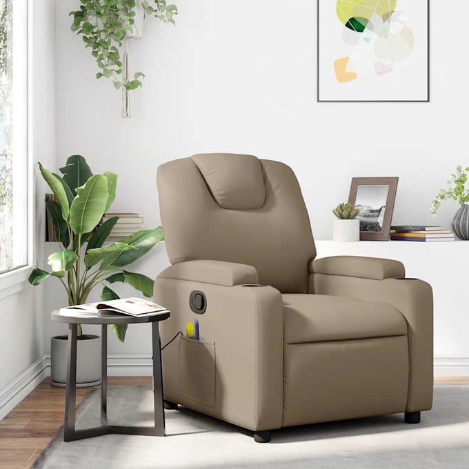 vidaXL - Massagestoel - verstelbaar - kunstleer - cappuccinokleurig
