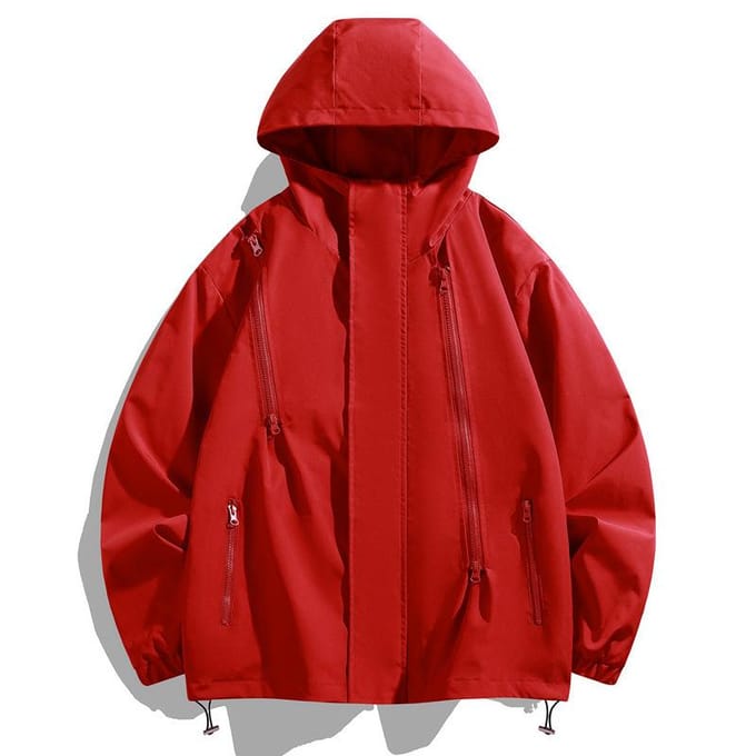Lente Koppels Eenvoudige en Modieuze Buiten Casual Met Capuchon Drie-proof Multi-rits Jas 5XL groen
