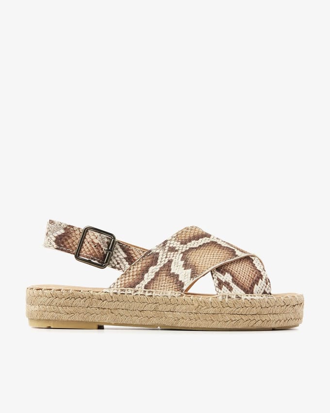 VIA VAI Mondi Isabella Espadrilles Dames - Leer - Cognac - Maat 39