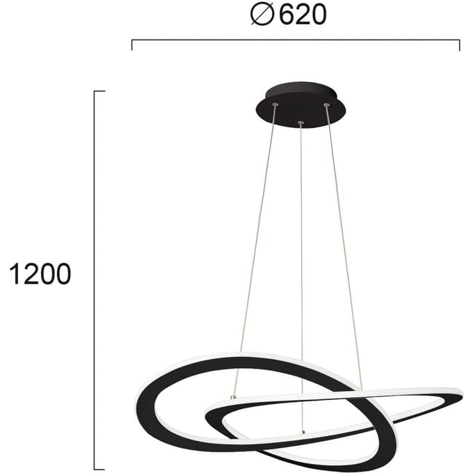 Viokef LED hanglamp Charlie, Ø 62 cm, zwart