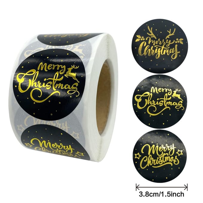 500 stuks/rol 3,8 cm kerststickers rond envelop cadeaukaarten pakketlabels gray