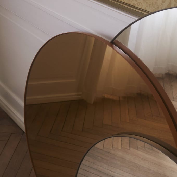 AYTM Spiegel Circum, barnsteen, Ø 70 cm, glas, MDF-hout