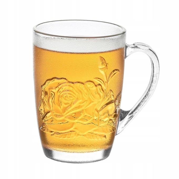 Merkloos Grote Glazen Mok 415 ml - Bloemendesign