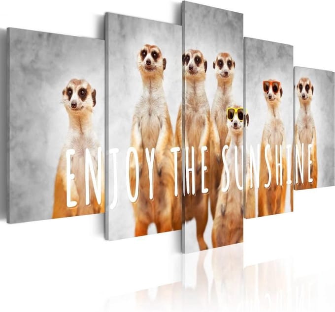 Schilderij - Enjoy the sunshine , stokpaardjes , 5 luik