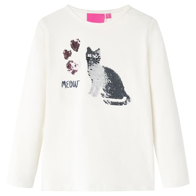 vidaXL - Kindershirt - met - lange - mouwen - 104 - ecru