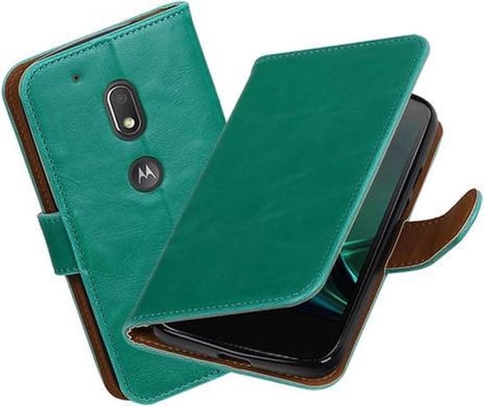 BestCases.nl Groen Pull-Up PU booktype hoesje Motorola Moto G4 Play