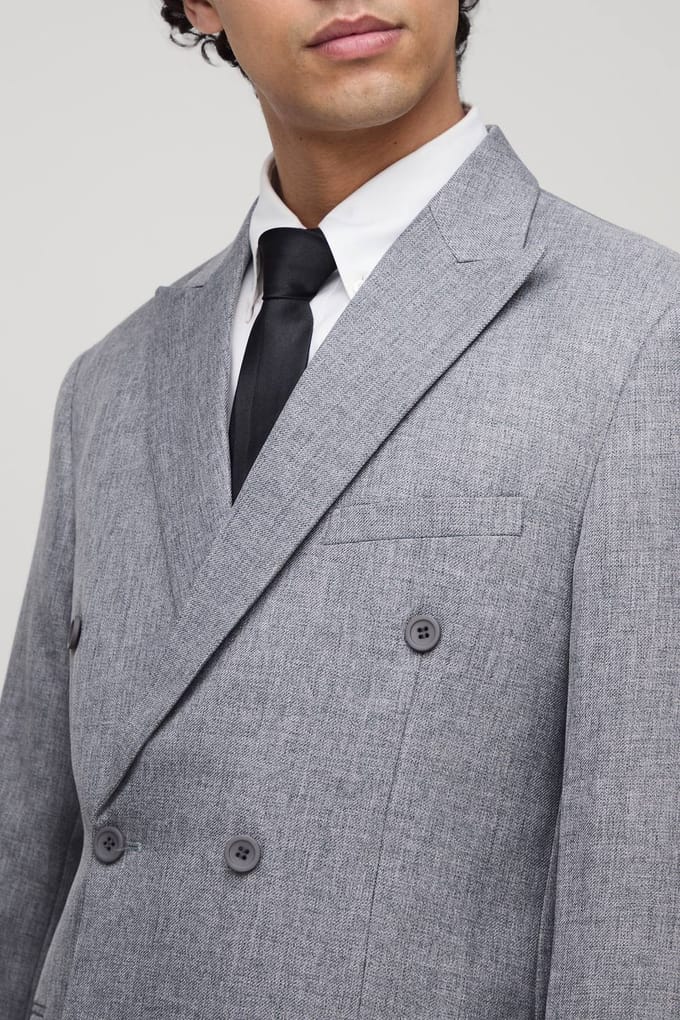 Oversized Double Breasted Suit Blazer | Grey | Size XS