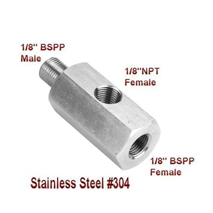 Oliedrukmeter Adapter 18in NPT Vrouwelijk BSPP BSP Mannelijk en Vrouwelijk T-stuk