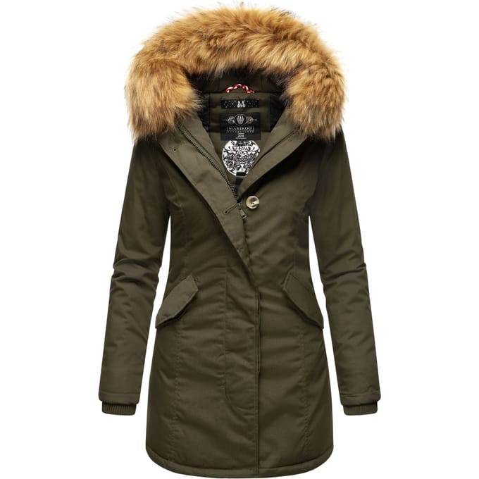 Marikoo dames winterparka met afneembare imitatiebontkraag & capuchon