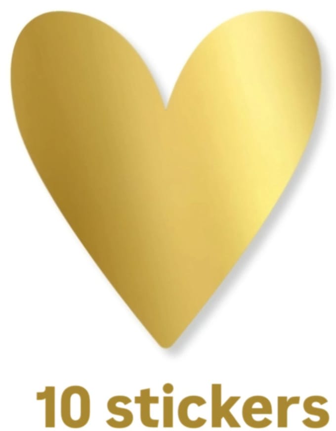 10 sticker goudfolie hartje - Liefde - valentijn