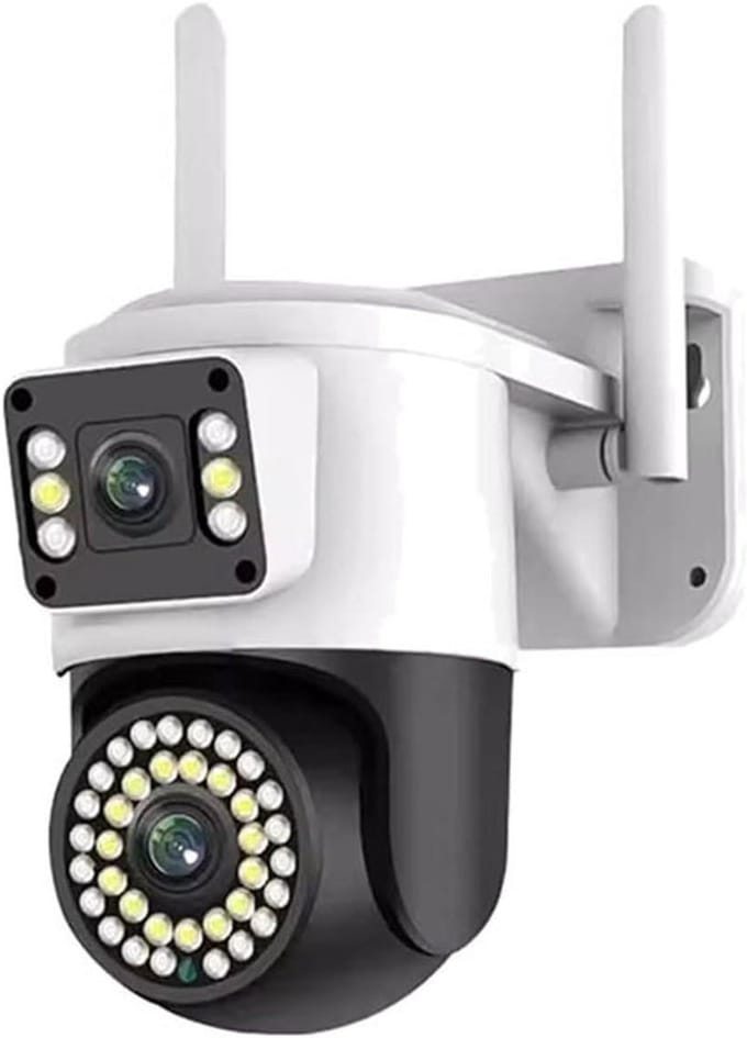 Beveiligingscamera - Wifi Camera - Huis Bewaken - Dubbele Lens - 8MP 4K - Zwart