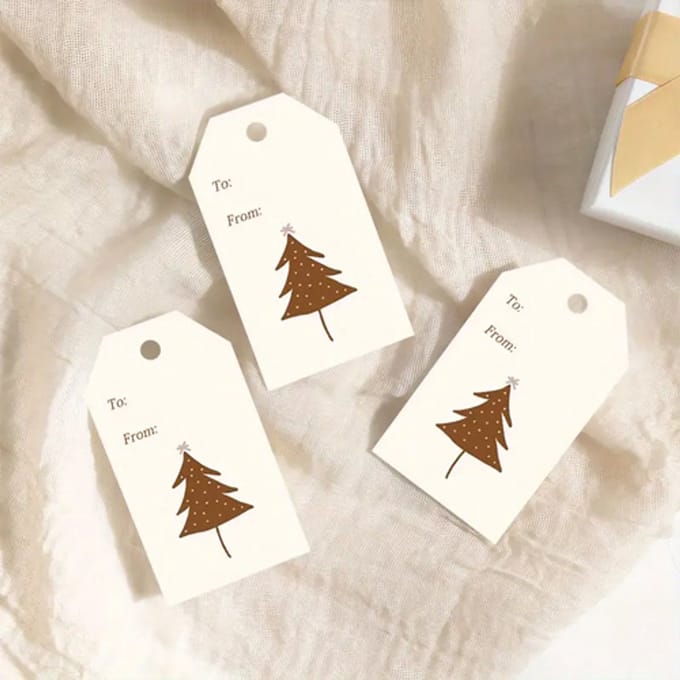 Kerstlabels - cadeau label - inpak label - kest - cadeau versiering - kerstkaart