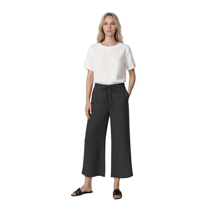 Damesbroek met wijde pijpen Haris Cotton Essentials Drawstring Waist