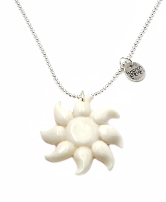 Heaven Eleven ketting rvs ballchain met een zonnebloem van hertegewei