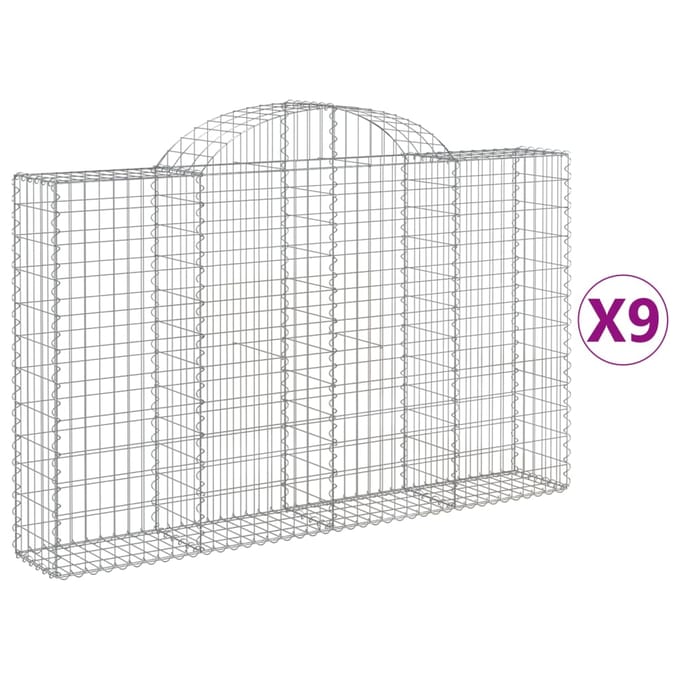 vidaXL - Schanskorven - 9 - st - gewelfd - 200x30x120/140 - cm - ijzer