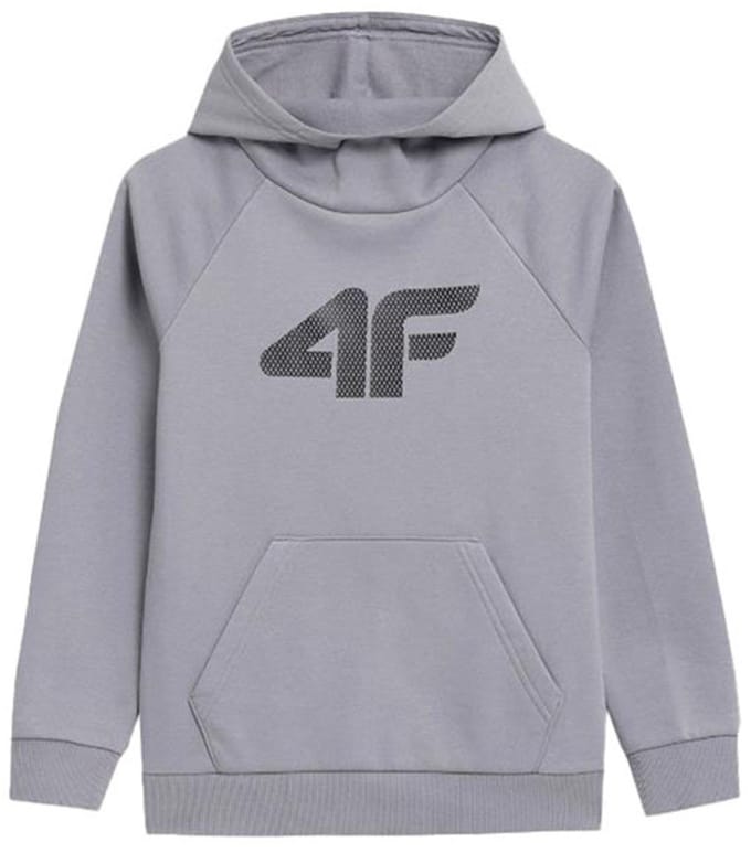 4F Grijze Jongens Kangoeroe Sweatshirt met Logo, Maat 128