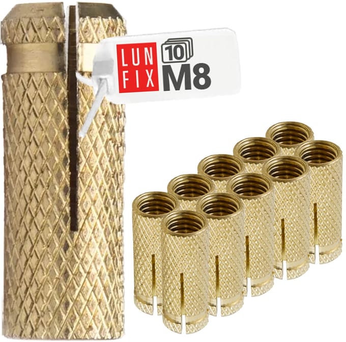 Muuranker 10-delige set - 8mm - Messingpluggen - Inslagankers - Spreidbus