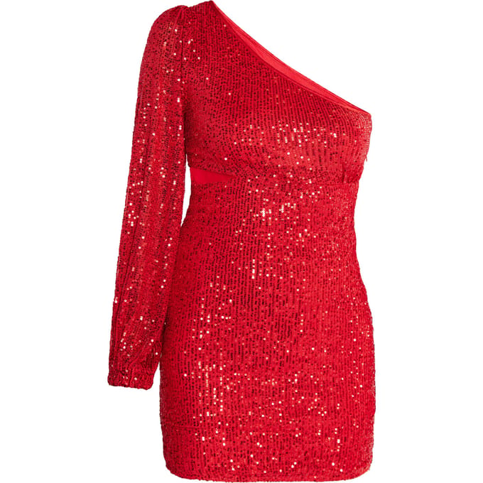 Faina Mini-jurk met één schouder Dames rood