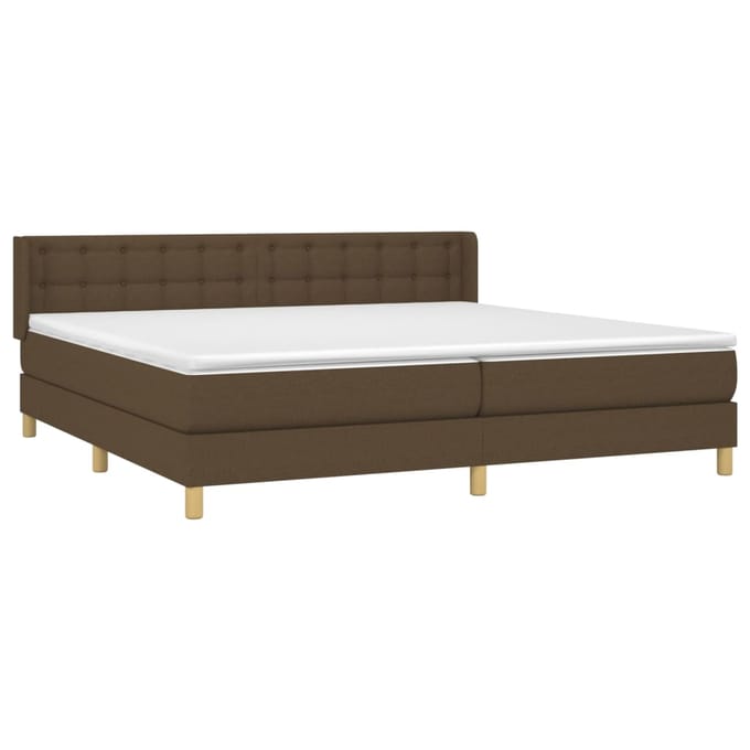 vidaXL - Boxspring - met - matras - stof - donkerbruin - 200x200 - cm