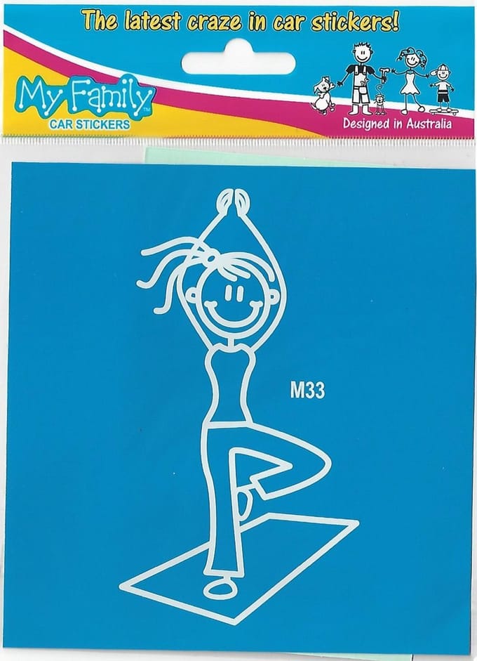 Moeder yoga - autosticker - wit - 12 cm