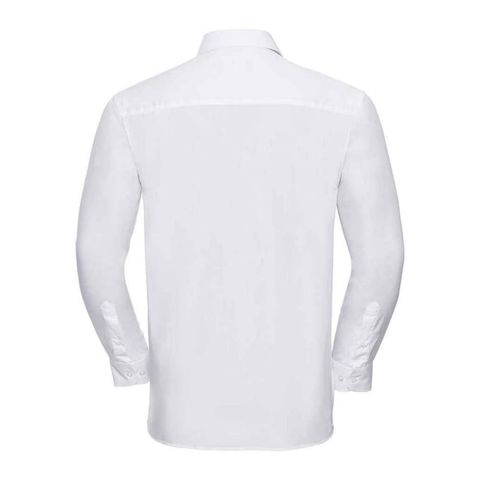 Russell Collection Heren Popeline Overhemd Met Lange Mouwen (Wit)