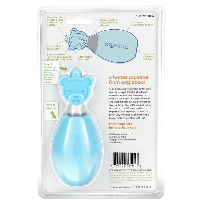 oogiebear, aspirateur nasal, bleu, 1 aspirateur white