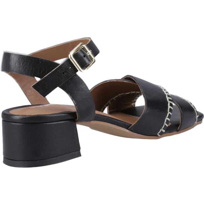 Hush Puppies Lyla Hielend Leer Dames Zwarte Sandalen
