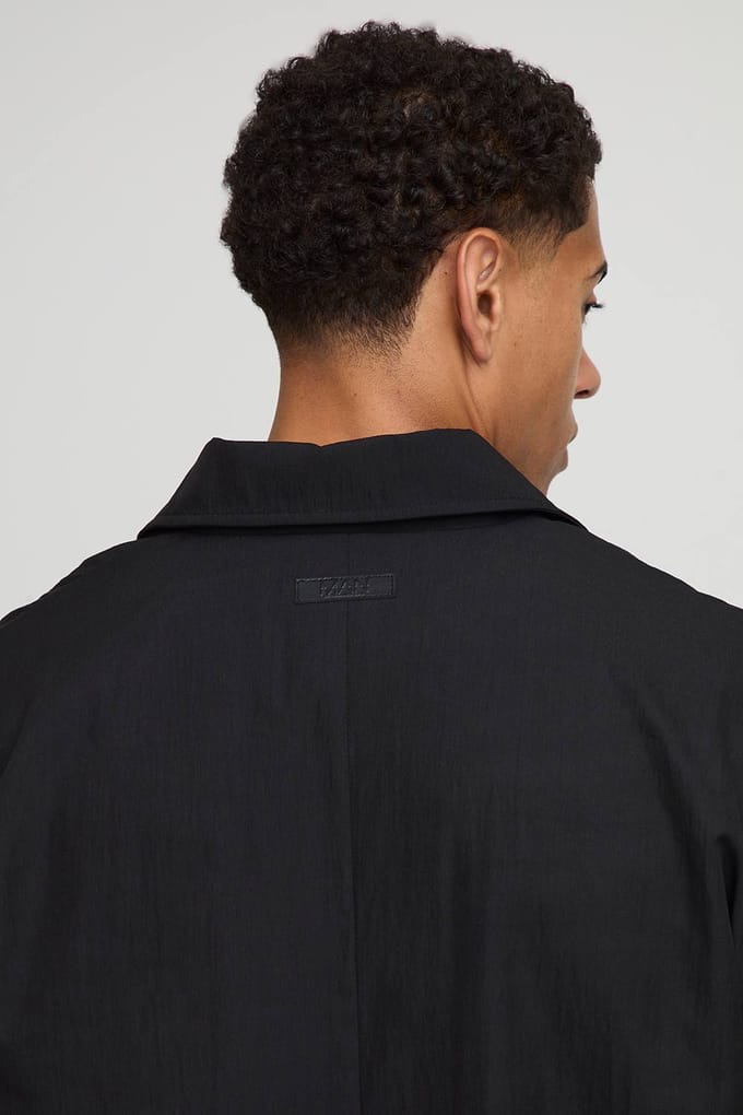 Oversized Fit Single Breasted Nylon Car Coat | Black | Size XS