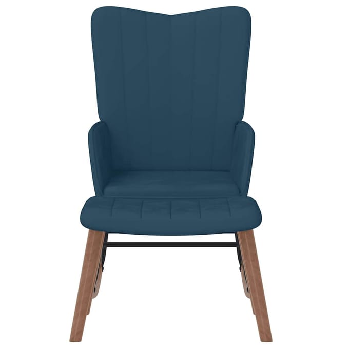 vidaXL - Schommelstoel - met - voetenbank - fluweel - blauw