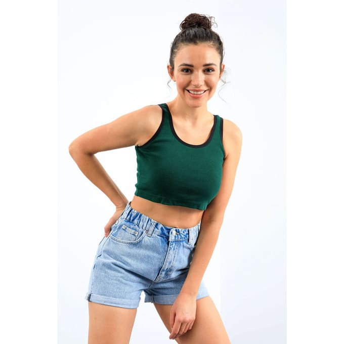 Geribbelde Mouwloze Crop Top