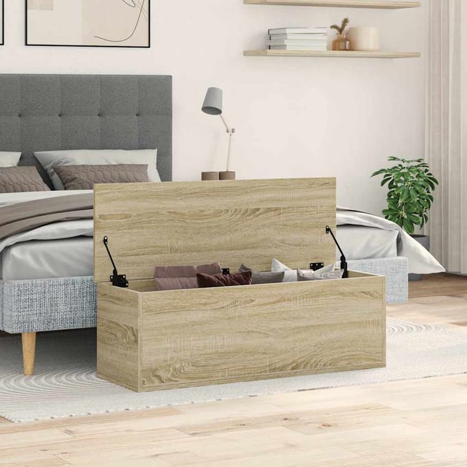 vidaXL - Opbergbox - 102x35x35 - cm - bewerkt - hout - sonoma - eikenkleurig