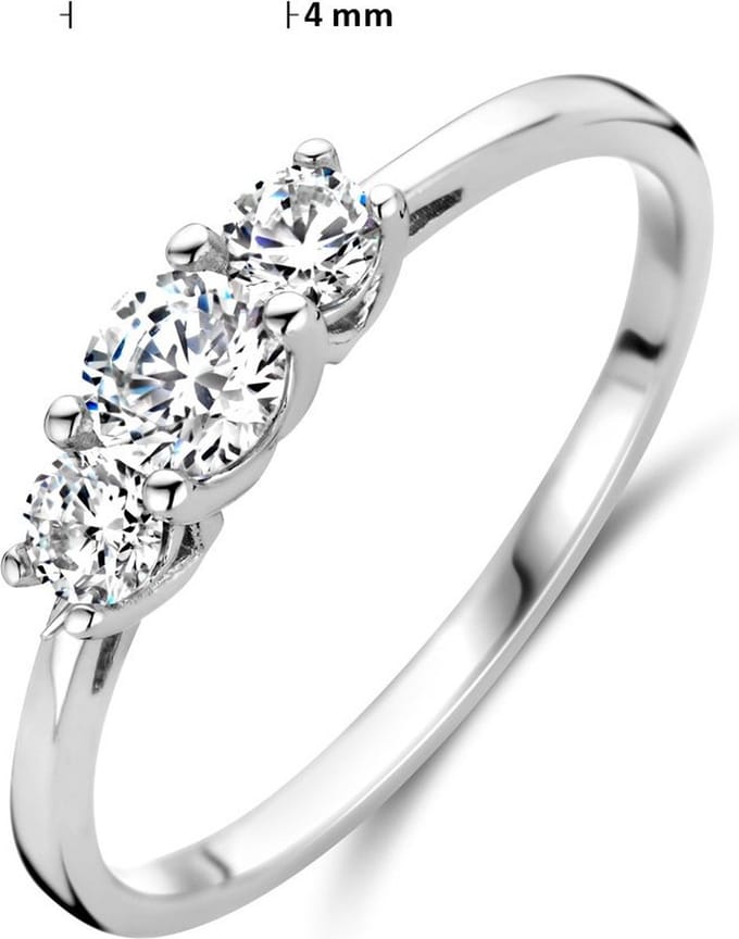 Gerhodineerd Zilver Ring Trilogie Met Zirkonia 1338056